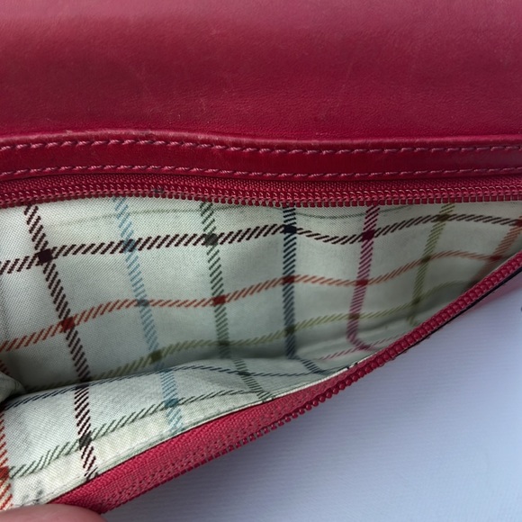Coach Leather Wallet pink buckle clutch plaid lining - Picture 2 of 9